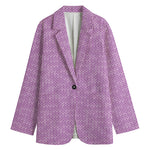 Violet Knitted Pattern Print Women's Cotton Blazer