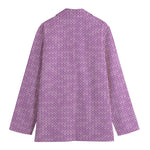 Violet Knitted Pattern Print Women's Cotton Blazer