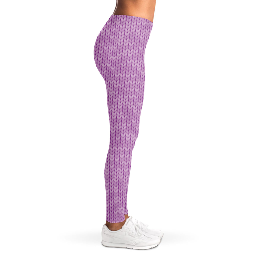 Violet Knitted Pattern Print Women's Leggings