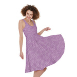 Violet Knitted Pattern Print Women's Sleeveless Dress