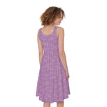 Violet Knitted Pattern Print Women's Sleeveless Dress