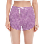 Violet Knitted Pattern Print Women's Split Running Shorts