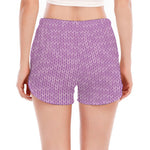 Violet Knitted Pattern Print Women's Split Running Shorts