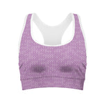 Violet Knitted Pattern Print Women's Sports Bra