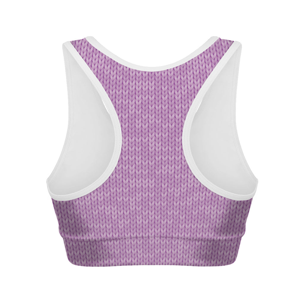 Violet Knitted Pattern Print Women's Sports Bra