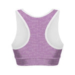 Violet Knitted Pattern Print Women's Sports Bra