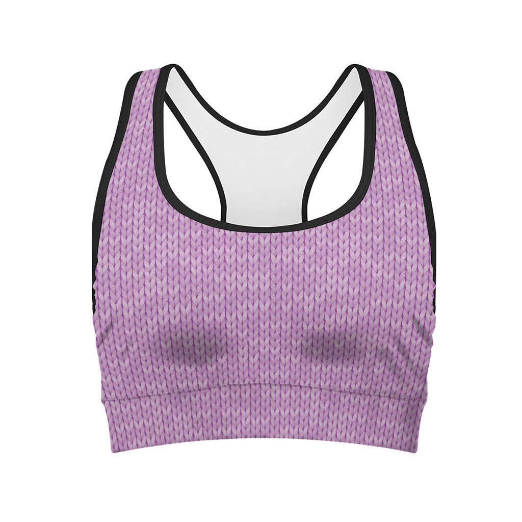 Violet Knitted Pattern Print Women's Sports Bra