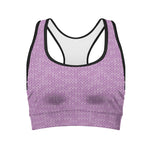 Violet Knitted Pattern Print Women's Sports Bra