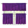 Violet Polygonal Geometric Print 3 Piece Kitchen Curtains