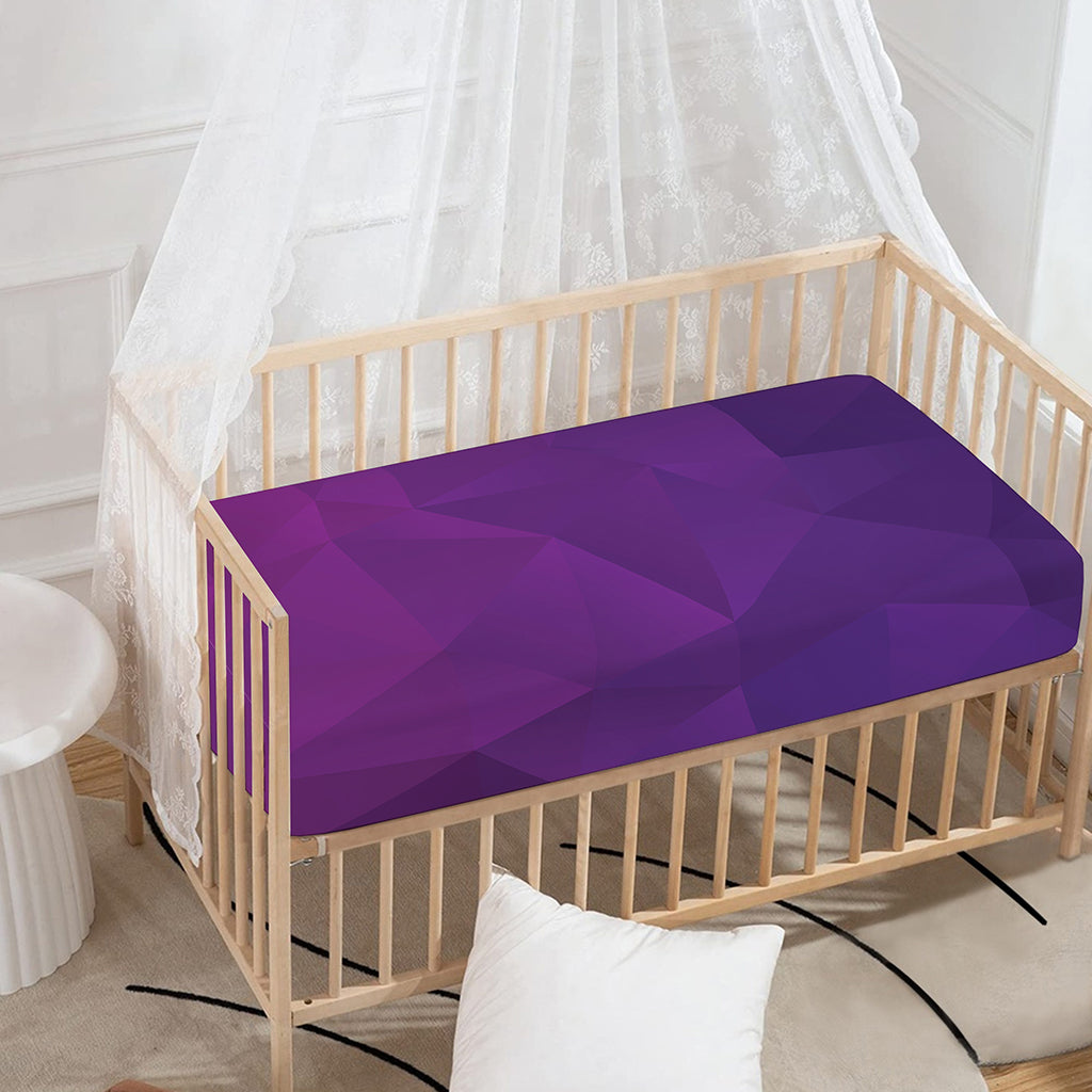Violet Polygonal Geometric Print Baby Crib Sheet