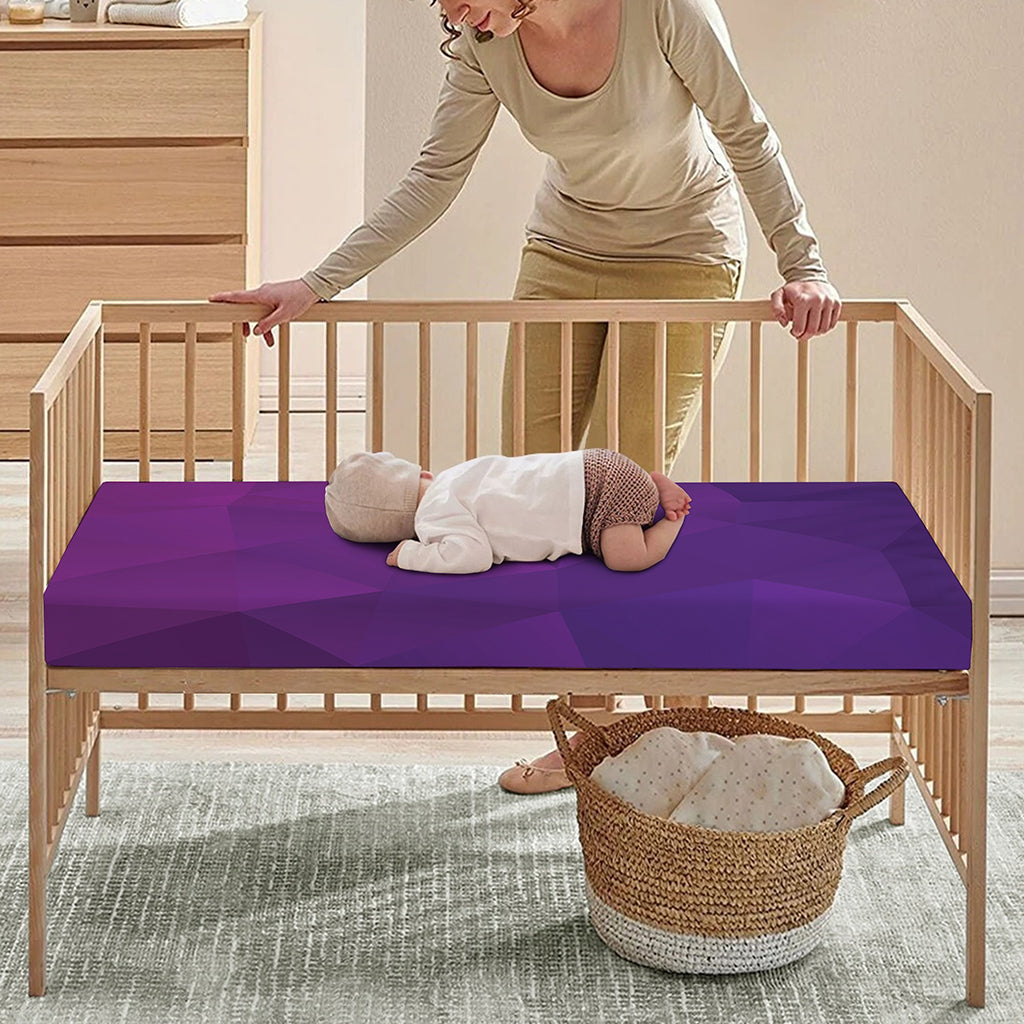 Violet Polygonal Geometric Print Baby Crib Sheet