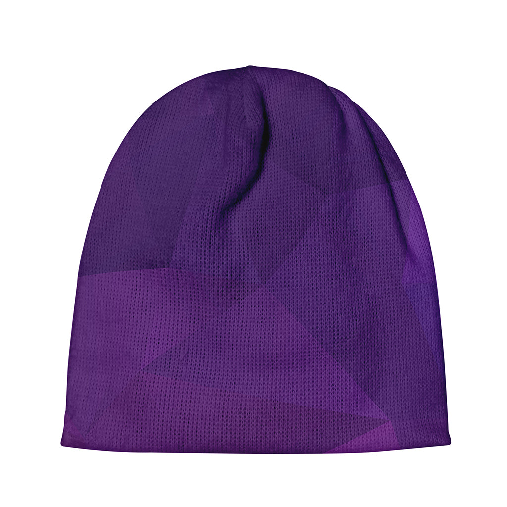Violet Polygonal Geometric Print Beanie