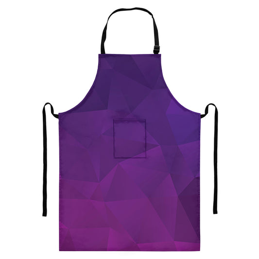 Violet Polygonal Geometric Print Bib Apron With Pocket