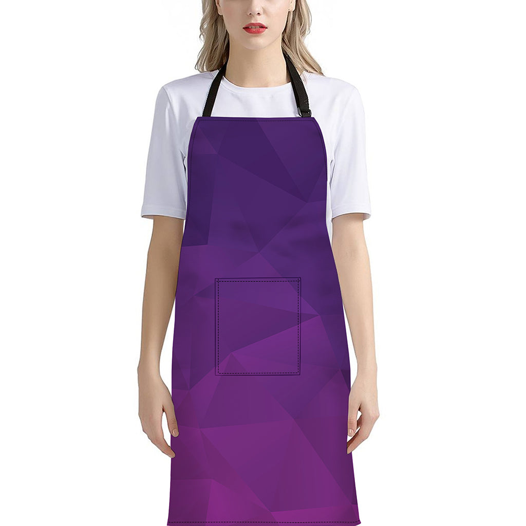 Violet Polygonal Geometric Print Bib Apron With Pocket