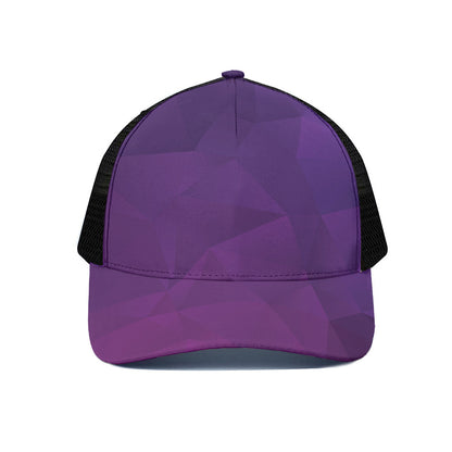Violet Polygonal Geometric Print Black Mesh Trucker Cap