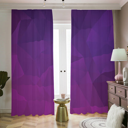 Violet Polygonal Geometric Print Blackout Pencil Pleat Curtains
