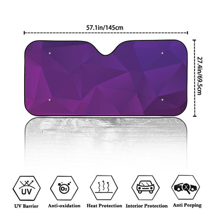 Violet Polygonal Geometric Print Car Windshield Sun Shade