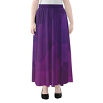 Violet Polygonal Geometric Print Chiffon Maxi Skirt