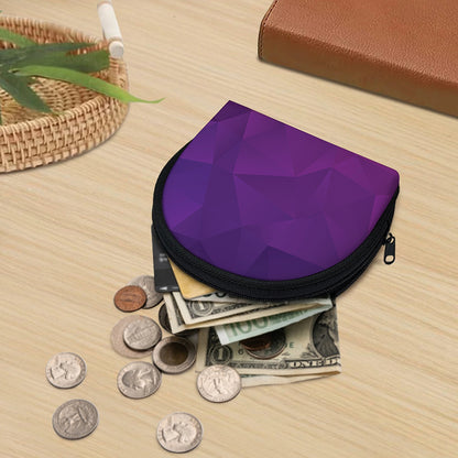 Violet Polygonal Geometric Print Coin Purse