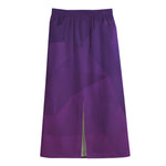 Violet Polygonal Geometric Print Cotton Front Slit Maxi Skirt