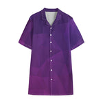 Violet Polygonal Geometric Print Cotton Hawaiian Shirt
