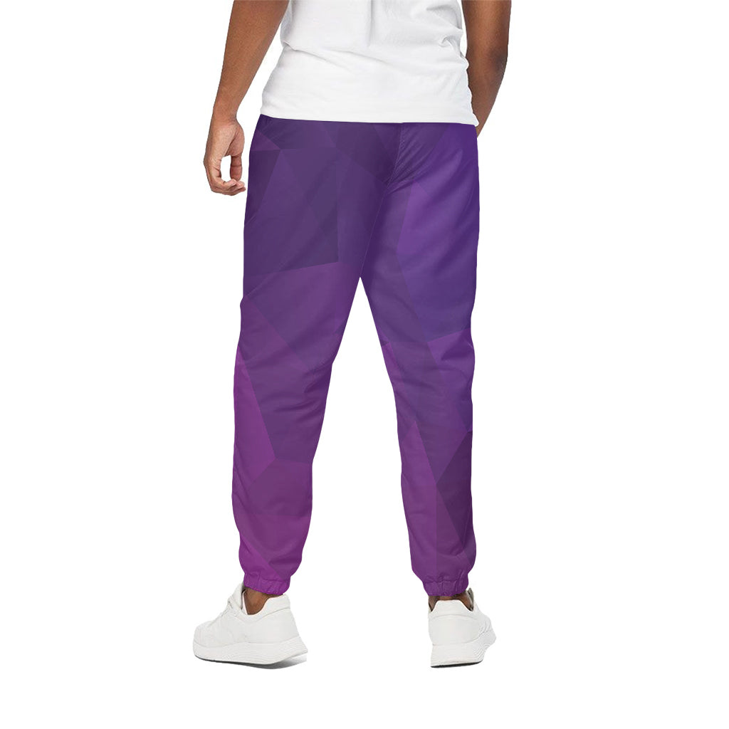 Violet Polygonal Geometric Print Cotton Pants