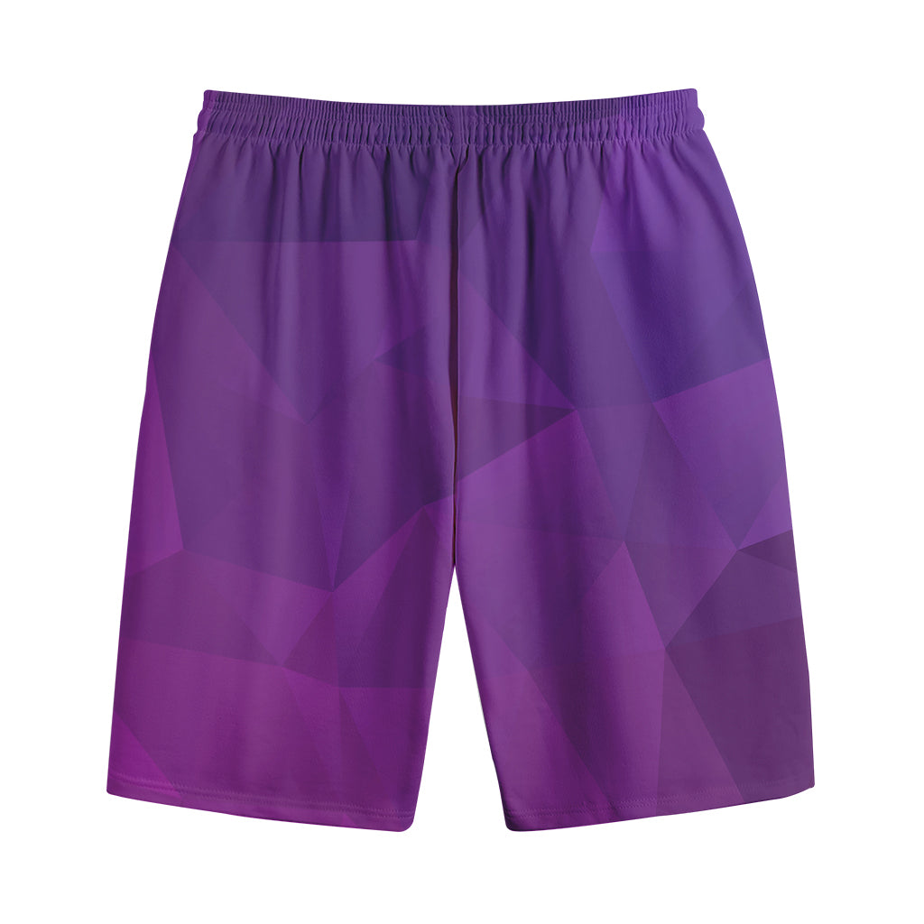 Violet Polygonal Geometric Print Cotton Shorts