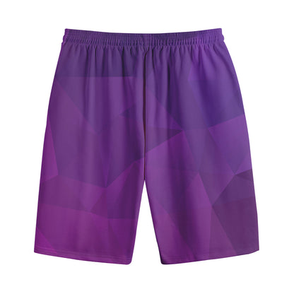 Violet Polygonal Geometric Print Cotton Shorts