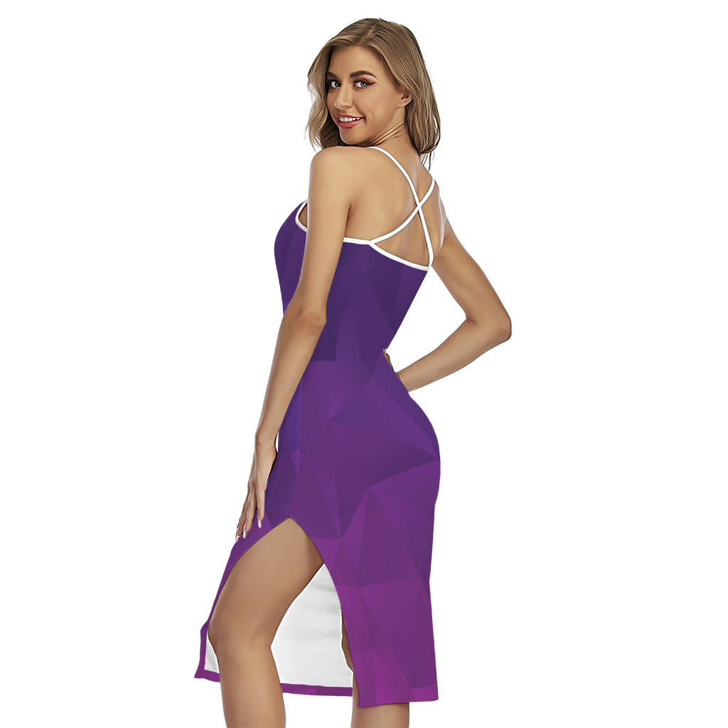 Violet Polygonal Geometric Print Cross Back Cami Dress