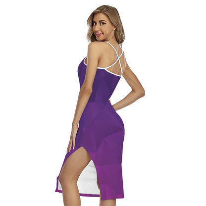 Violet Polygonal Geometric Print Cross Back Cami Dress