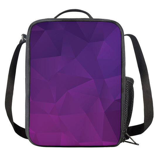 Violet Polygonal Geometric Print Crossbody Lunch Bag