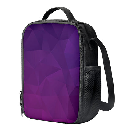 Violet Polygonal Geometric Print Crossbody Lunch Bag