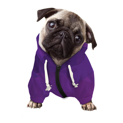 Violet Polygonal Geometric Print Dog Zip Up Hoodie