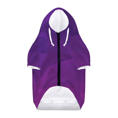 Violet Polygonal Geometric Print Dog Zip Up Hoodie