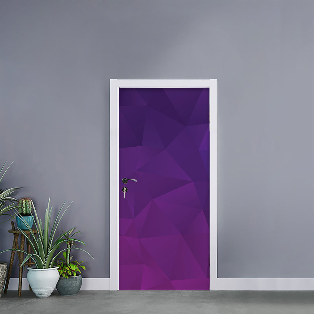 Violet Polygonal Geometric Print Door Sticker
