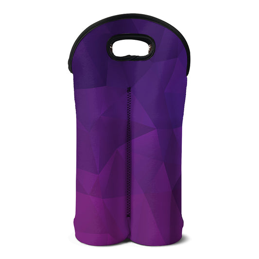 Violet Polygonal Geometric Print Double Neoprene Wine Tote