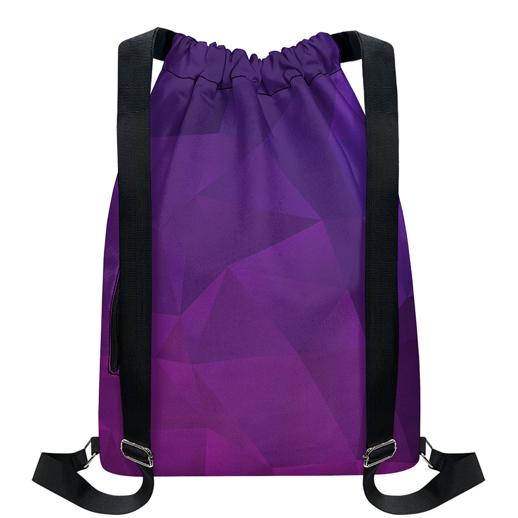 Violet Polygonal Geometric Print Drawstring Backpack
