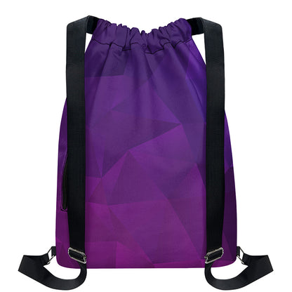 Violet Polygonal Geometric Print Drawstring Backpack
