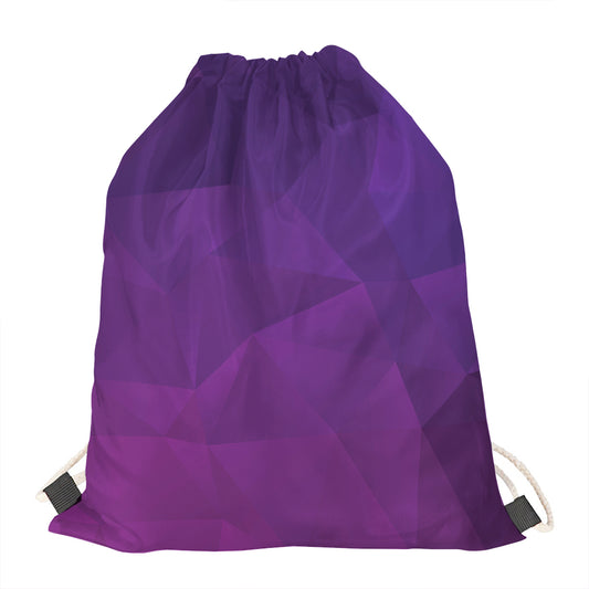 Violet Polygonal Geometric Print Drawstring Bag