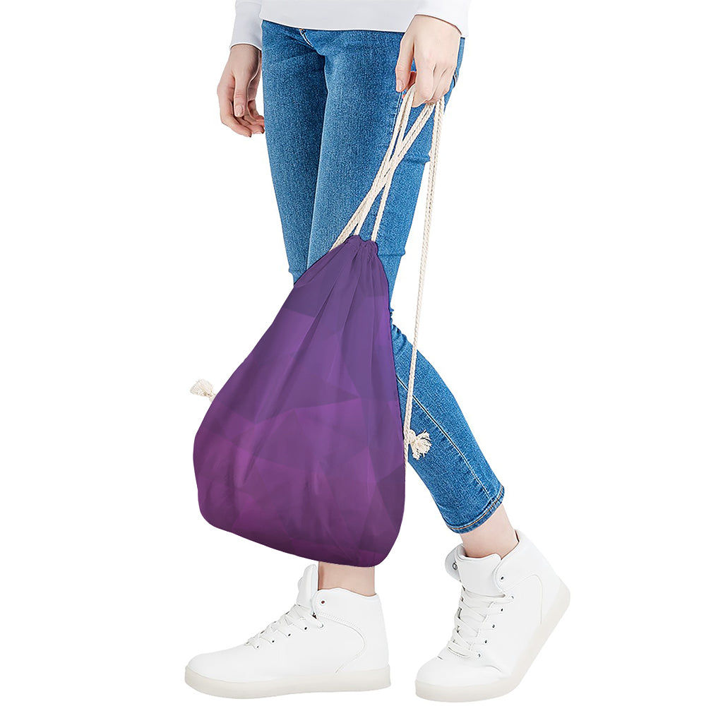 Violet Polygonal Geometric Print Drawstring Bag