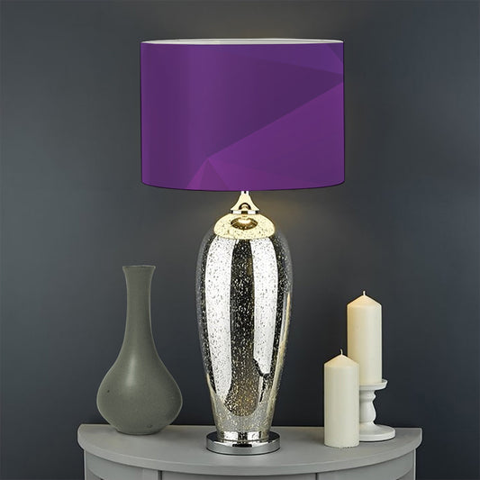 Violet Polygonal Geometric Print Drum Lamp Shade