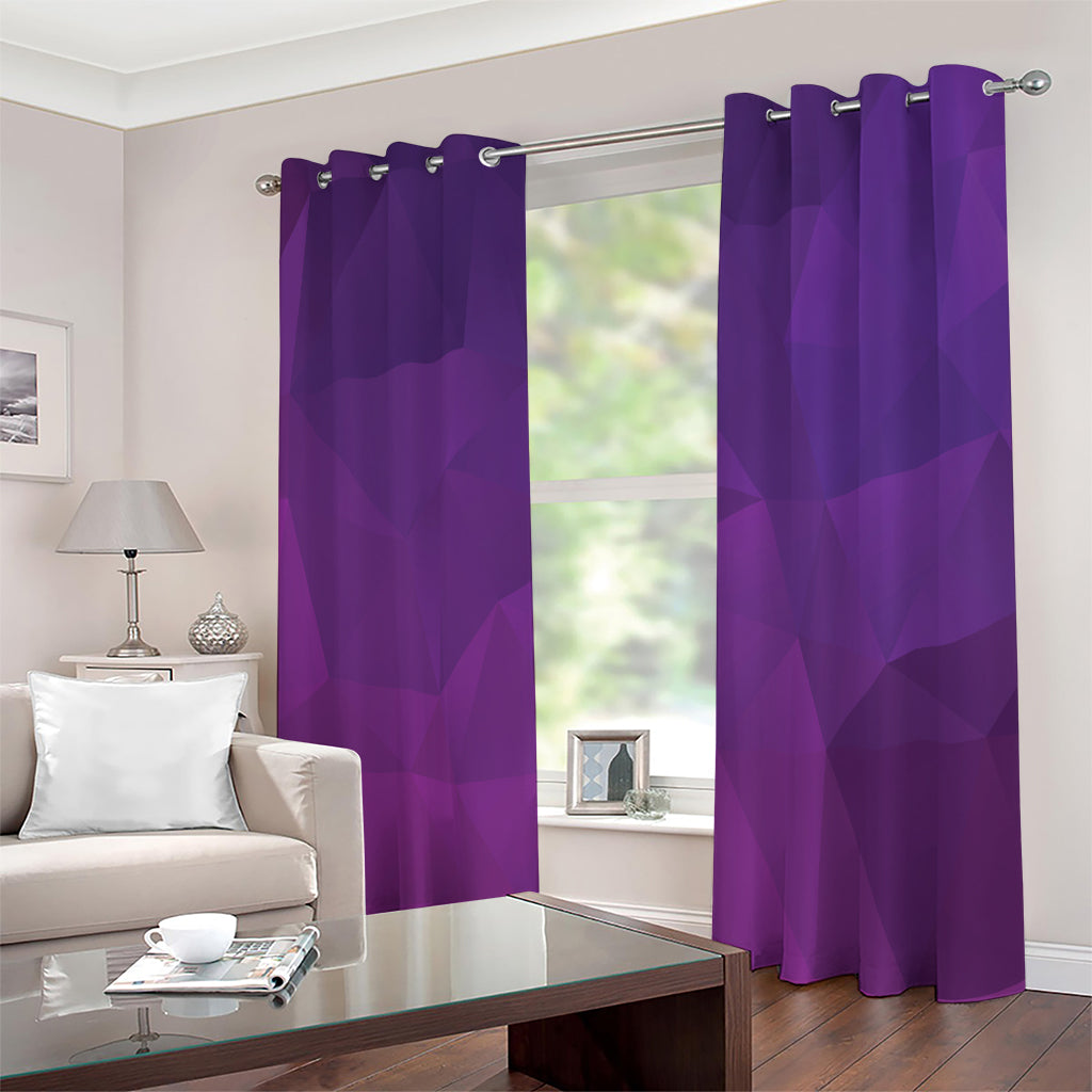 Violet Polygonal Geometric Print Extra Wide Grommet Curtains