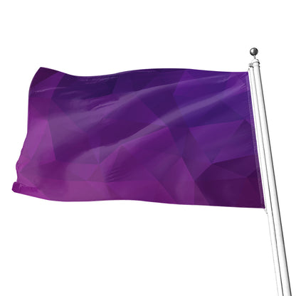 Violet Polygonal Geometric Print Flag