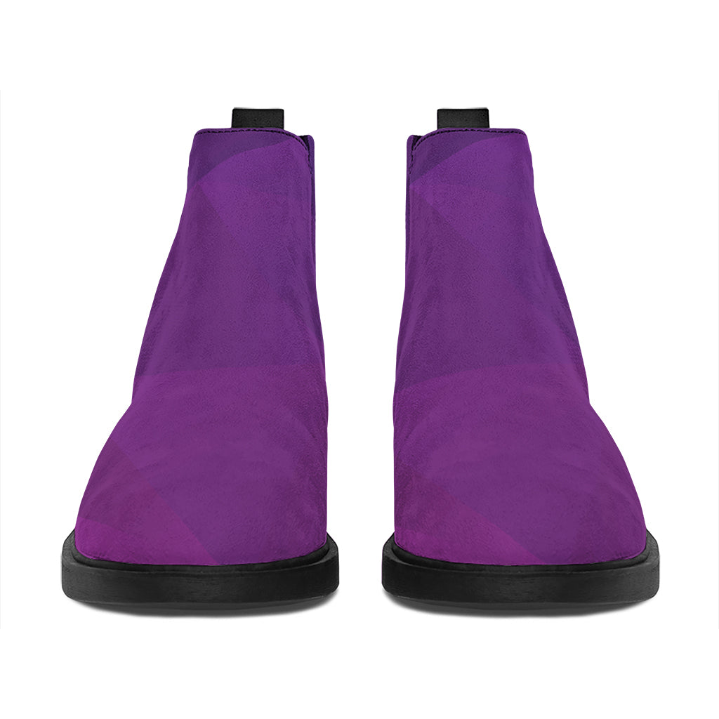 Violet Polygonal Geometric Print Flat Ankle Boots