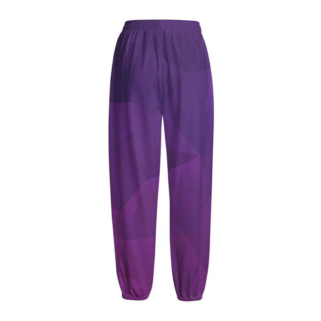 Violet Polygonal Geometric Print Fleece Lined Knit Pants