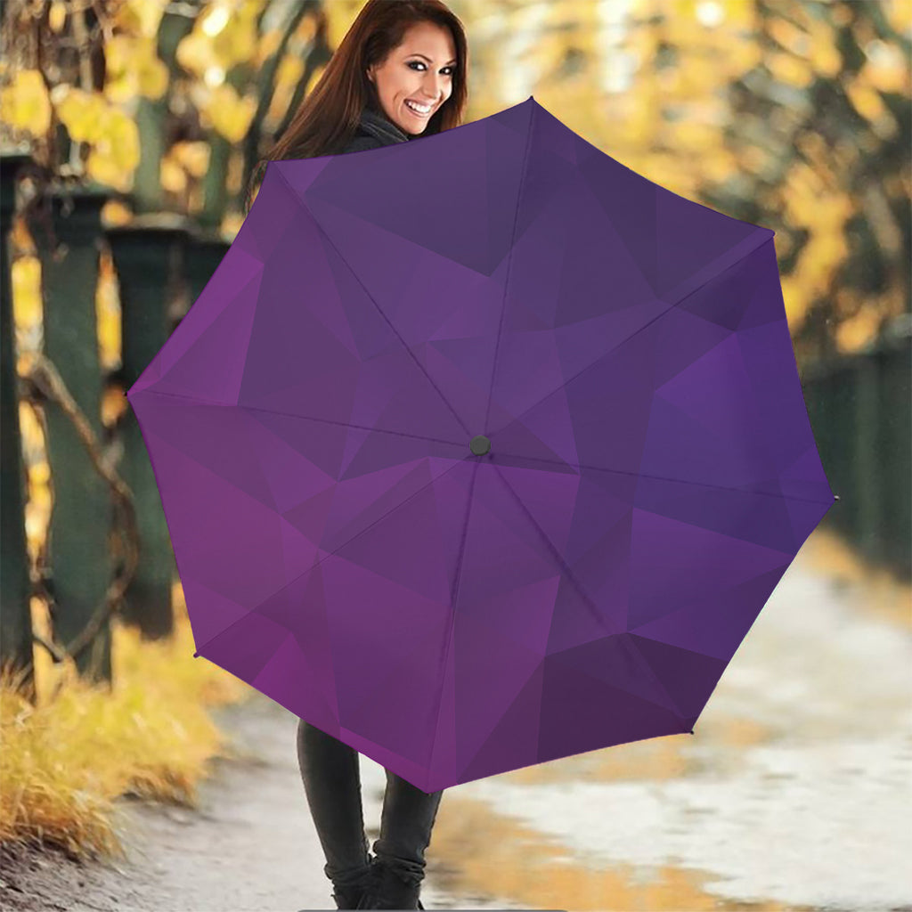 Violet Polygonal Geometric Print Foldable Umbrella