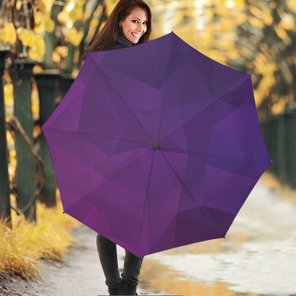 Violet Polygonal Geometric Print Foldable Umbrella