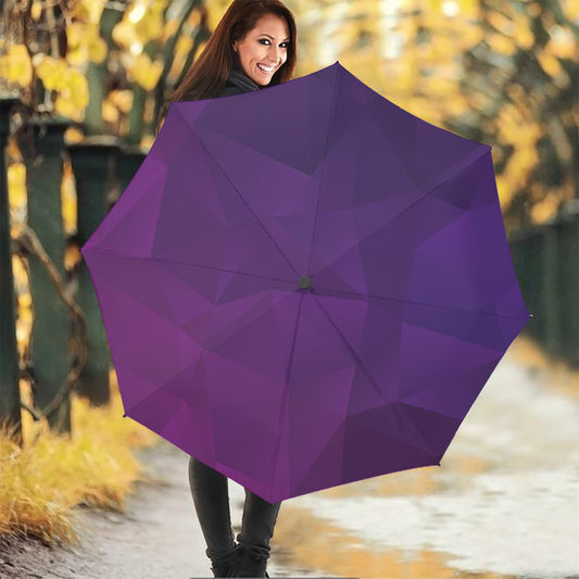 Violet Polygonal Geometric Print Foldable Umbrella