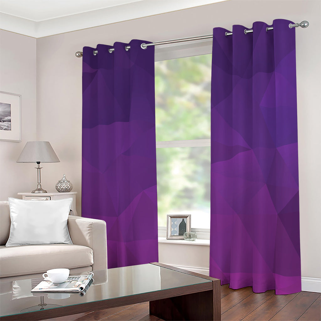 Violet Polygonal Geometric Print Grommet Curtains