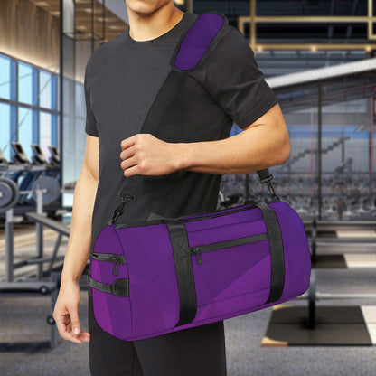Violet Polygonal Geometric Print Gym Bag